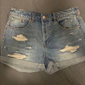 Denim high waisted Girlfriend shorts